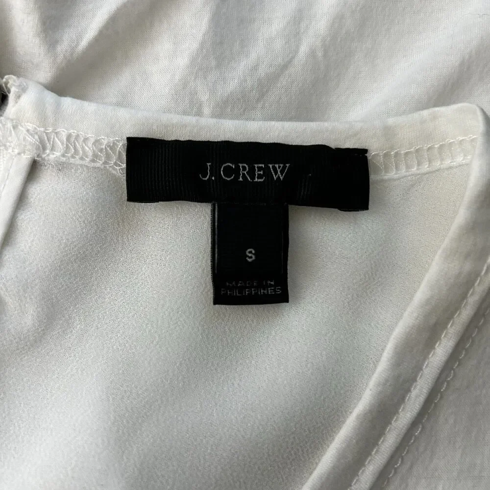 J Crew Tank Top Size Small Women’s White Layered Sleeveless Ruffle High Neck